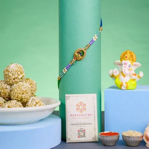 Kundan Ganesha Rakhi with Sweet Treats 1