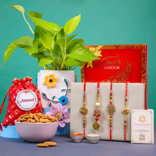 Kundan Rakhi Gift: Elegance and Treats 1
