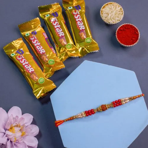 Elegant Rakhi and Chocolate Combo 1
