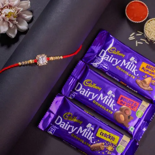Chocolates and Elegant Kundan Rakhi Set 1