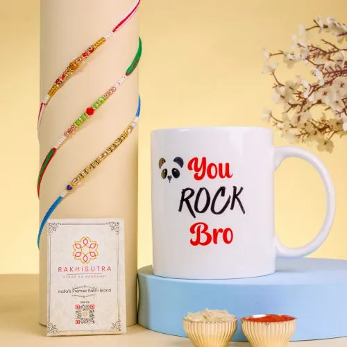 Stylish Rakhi Trio N Quirky Mug Combo 1