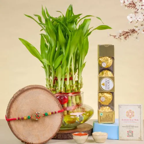 Elegant Peacock Kundan Rakhi Gift Set 1