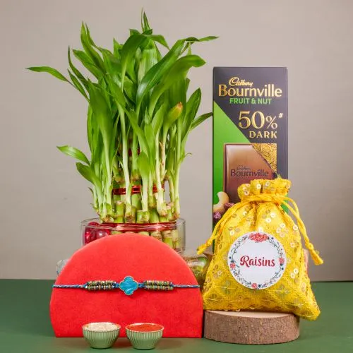 Kundan Rakhi & Gourmet Treats Combo 1