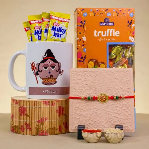 Sacred OM Rakhi with Choco Goodies 1