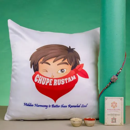 Kundan Rakhi & Cozy Cushion Duo 1